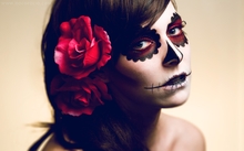 brunettes women skulls paintings flowers makeup faces kelsey harker sugar skulls 1920x1200 wallp Wallpaper